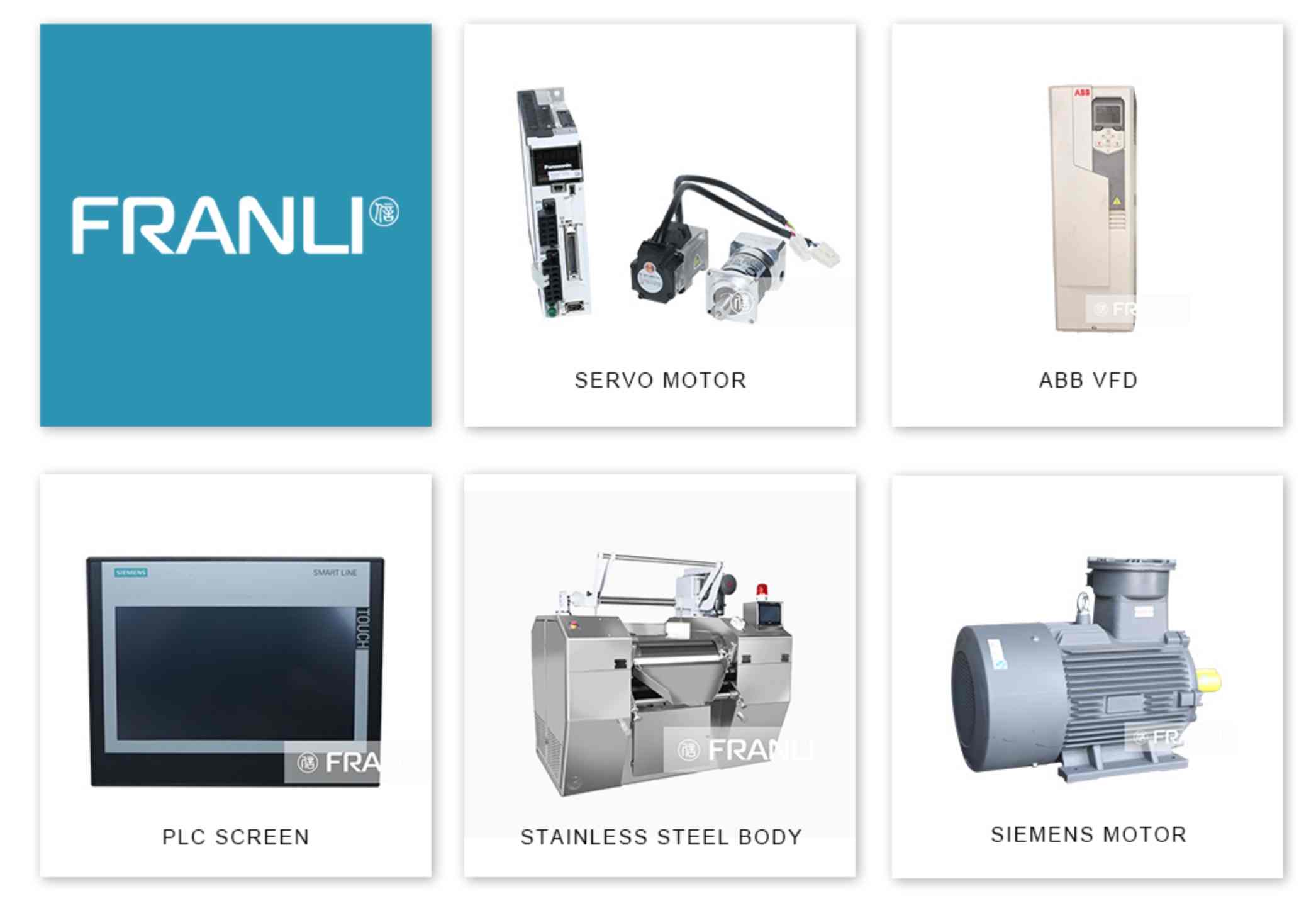 Components of a three-roll mill